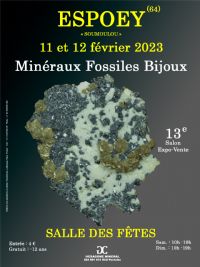 13e SALON MINERAUX FOSSILES BIJOUX de ESPOEY / Soumoulou (Pyrénées-Atlantiques). Du 11 au 12 février 2023 à ESPOEY. Pyrenees-Atlantiques.  10H00